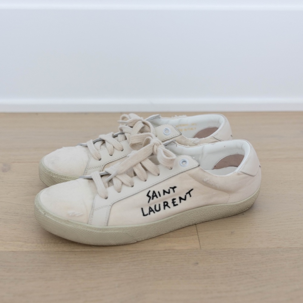 Saint Laurent Court Classic Embroidered Sneaker - 38.5